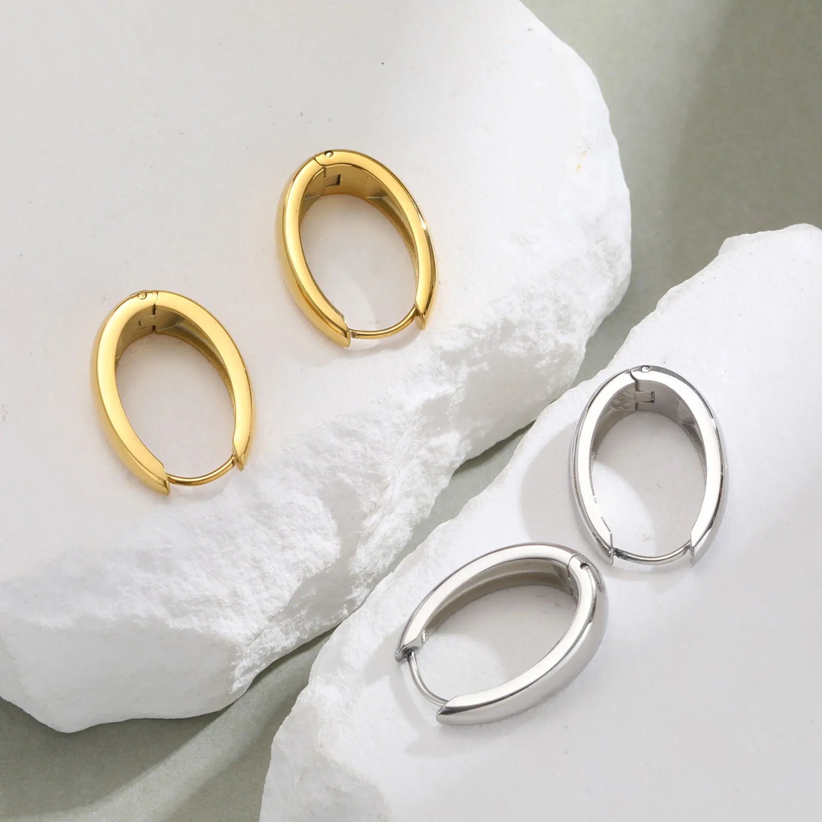 Simple Stainless Steel Hoop Earrings For Women Girls,Gold Silver Color Big Circle Earring,Fashion Dainty Jewelry Gifts