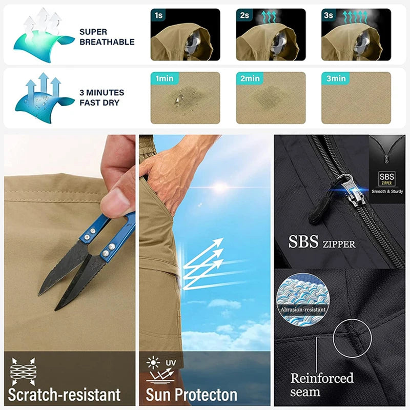 Pantalones tácticos de senderismo táctico para hombres: protección impermeable, seca rápida y UV