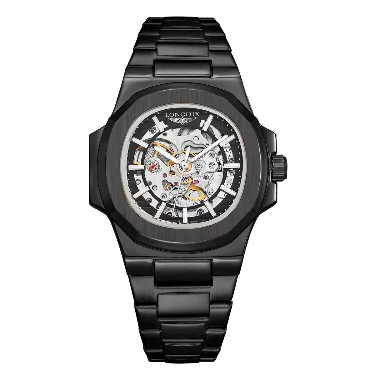 Miami Design -Longlux ™ Men Automatisch mechanisch horloge luxe horloges waterdicht skelet roestvrijstalen horloge