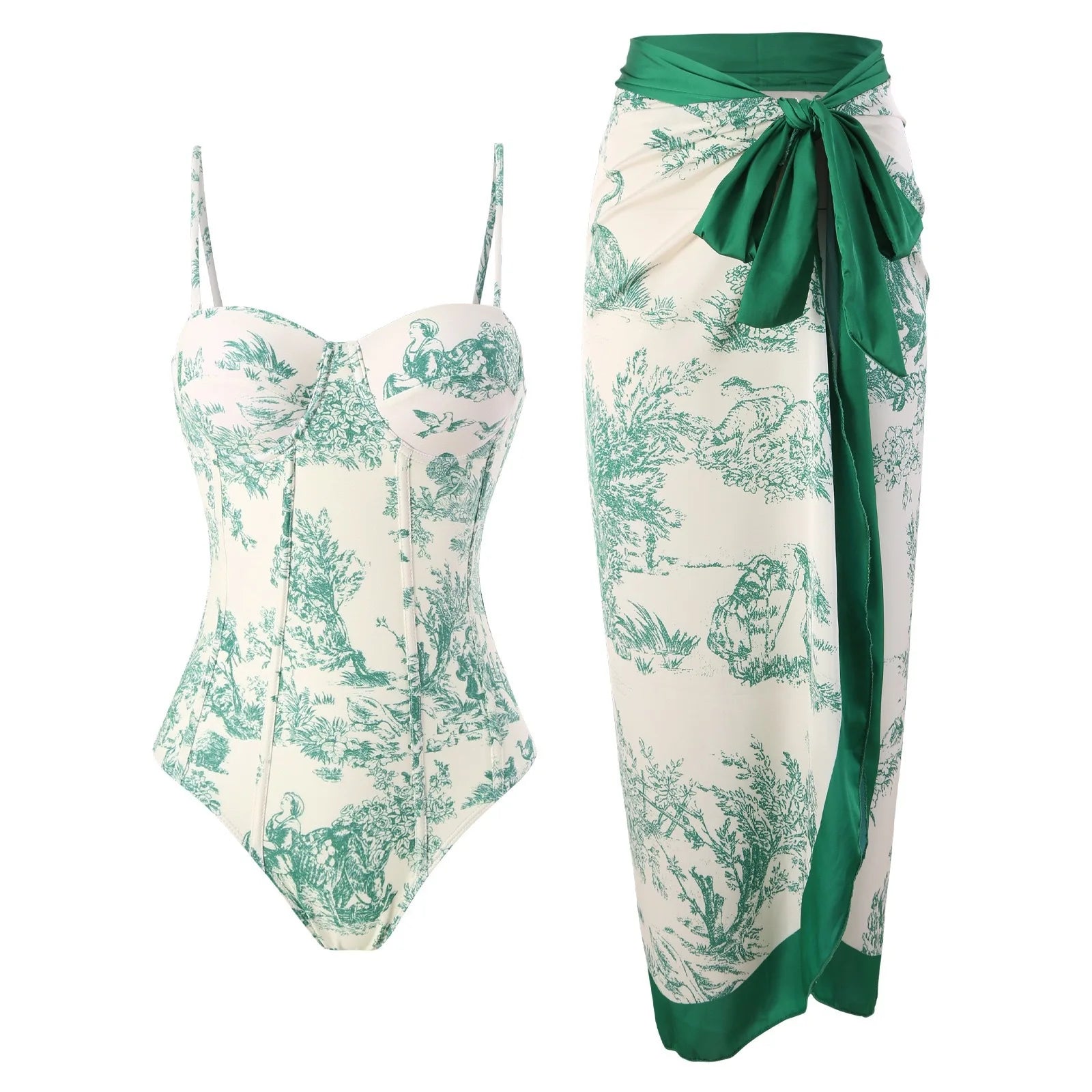 Nuevo set de bikini de empuje: estampado floral, volante, trajes de baño brasileños de tiras