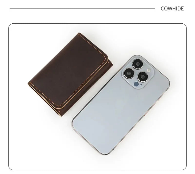 Vintage Genuine Leather Card Wallet – Compact, Durable & Multi-Use Storage