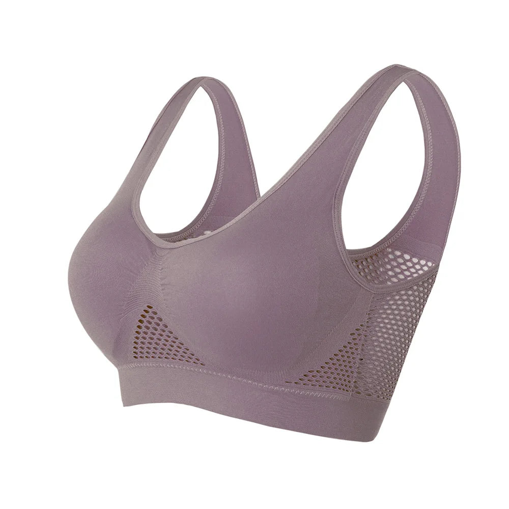 Reggiseno sportivo traspirante Fitness Fitness Women Brassere Rimovibile reggiseno sportivo imbottito Running palestra spinta senza cuciture.