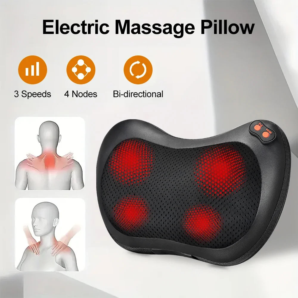 Almohada de masajeador eléctrico de cuello y cintura: tracción cervical, terapia de calor y vibración