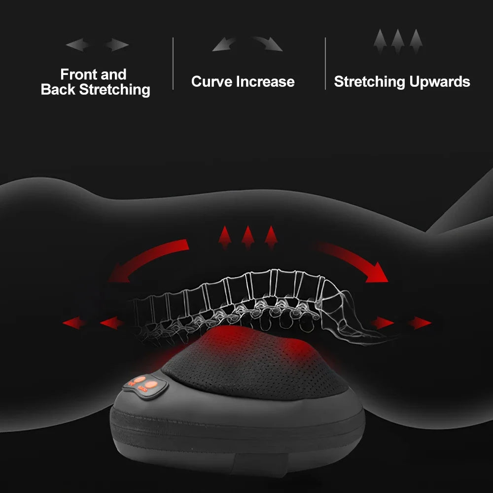 Almohada de masajeador eléctrico de cuello y cintura: tracción cervical, terapia de calor y vibración