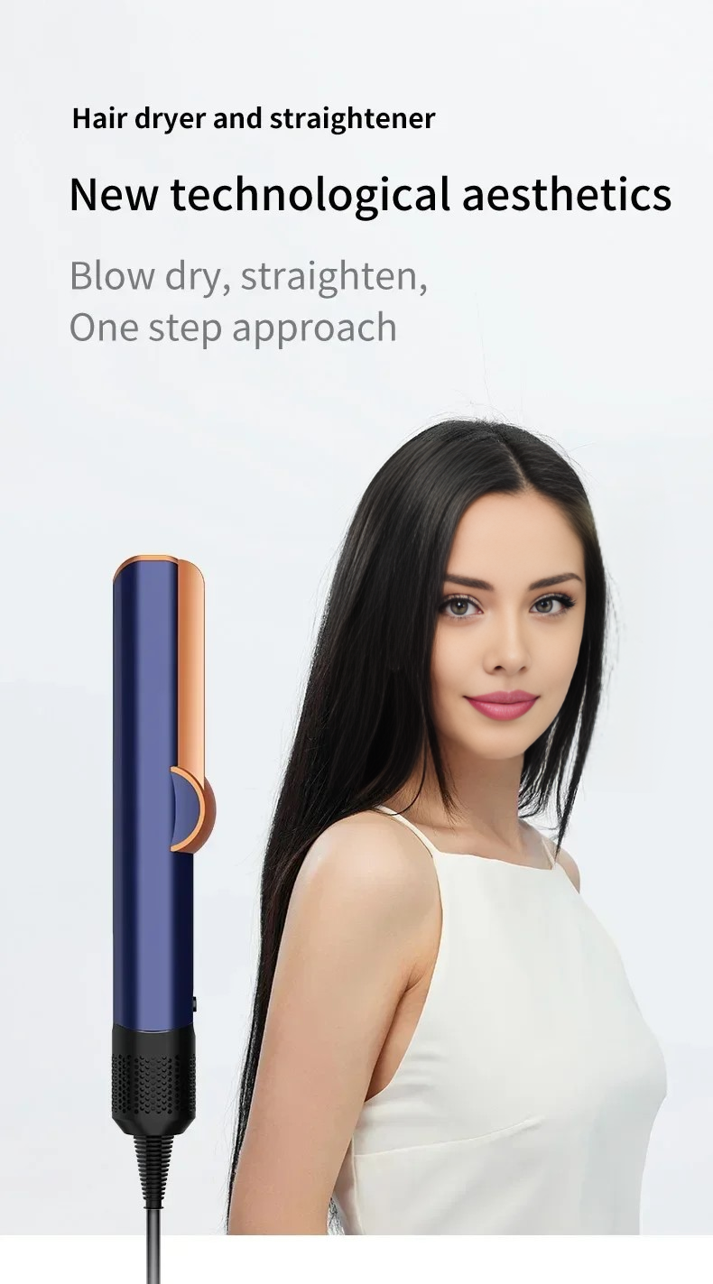 2 IN 1 Professional Hair Straightener & Hair Dryer Heat-Up Hair Flat Iron, Negative Ion Iron Long-Lasting Styling Tool