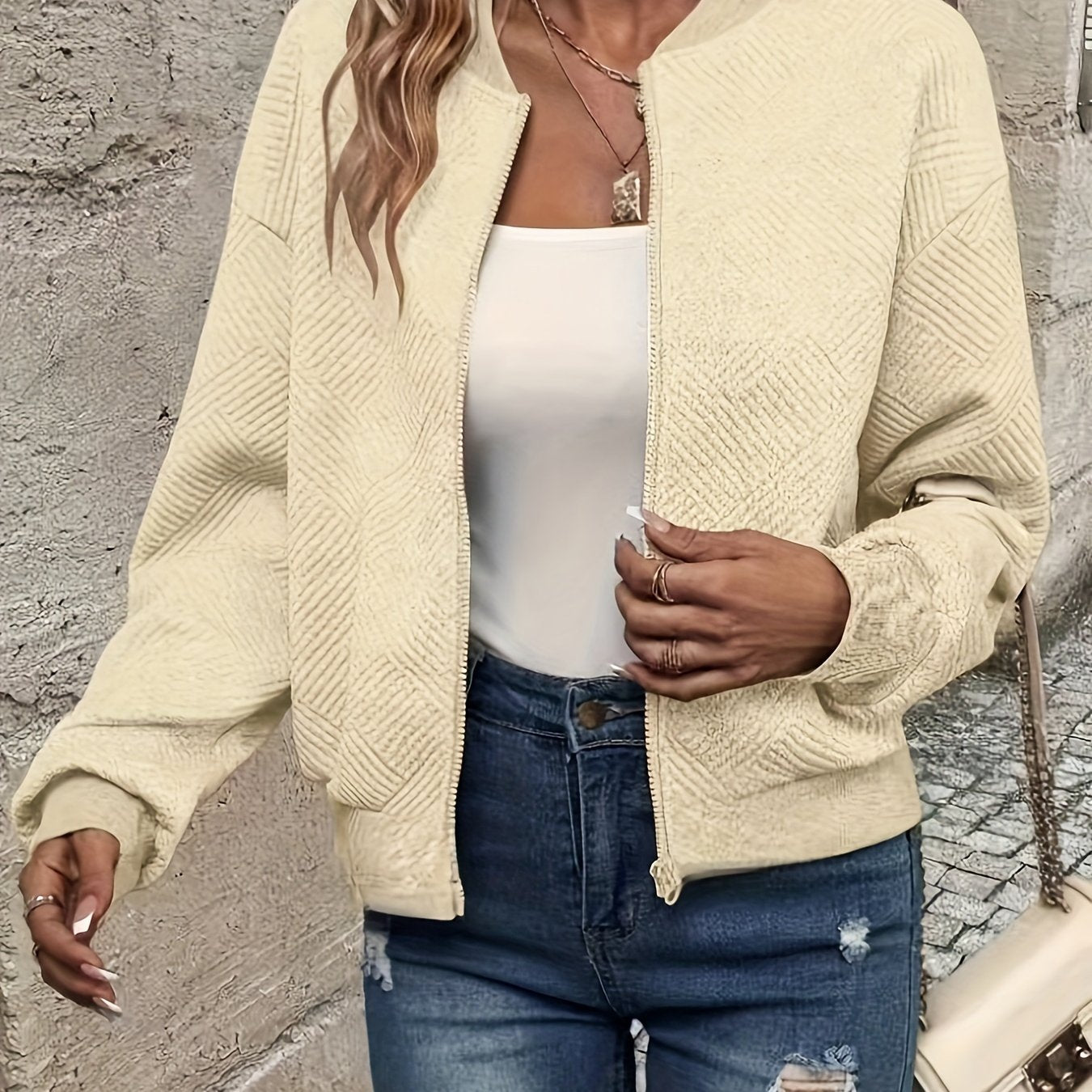 Giacca zip-up verde femminile-leggero e lavabile