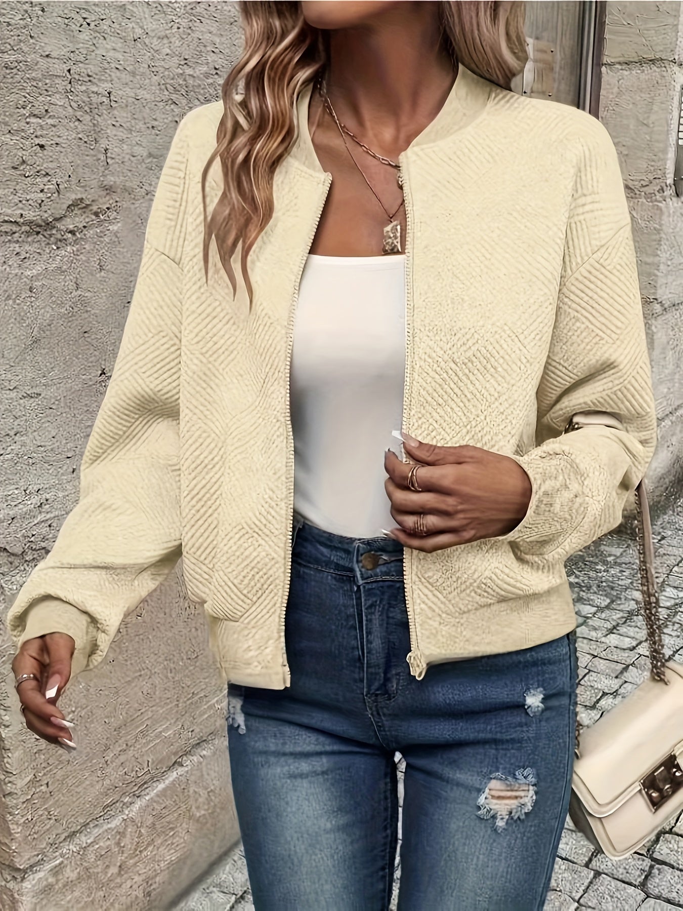 Giacca zip-up verde femminile-leggero e lavabile