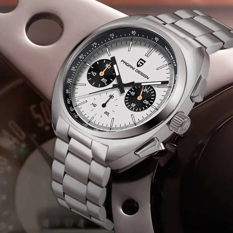 MIAMI DESIGN VK63 - Relógio masculino de luxo | Cronógrafo esportivo com vidro safira e movimento de quartzo