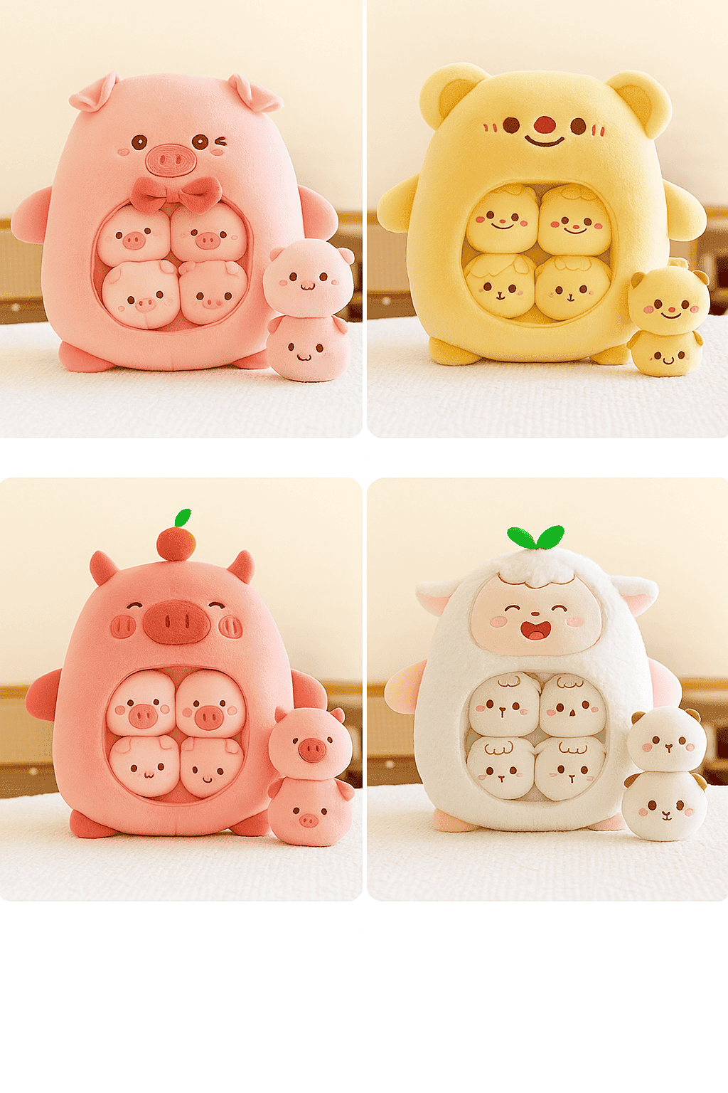 Schattig dieren pluche kussen - mini candy tas poppen voor kindercadeaus