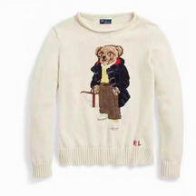 Women's Embroidered Knitted Sweater – Pure Cotton Winter Pullover with Cartoon Bear Design