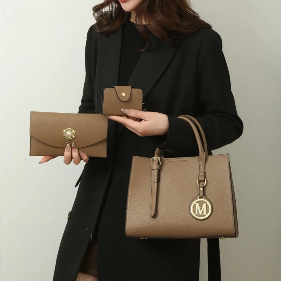 3-Piece or Single Vintage Tote Set – Elegant PU Leather Handbags for Women