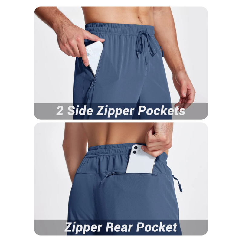 MIAMI MAG-Herren-Sportbekleidungshose, leichte, schnell trocknende Laufhose, Reißverschlusstaschen, sportliche Trainingshose, Jogger, Herren-Jogginghose