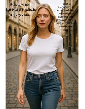 T-shirt en soie et en coton mercerisé - Expérience de douceur soyeuse et de style sophistiqué - disponible en V et cou rond