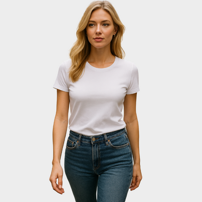 T-shirt i siden och merceriserad bomull – Upplev silkesmjukhet och sofistikerad stil – Finns i v-ringad och rund halsringning