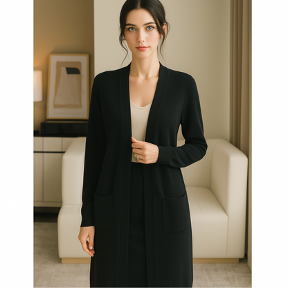 Cárdigan largo elegante de cachemira para mujer: estilo acogedor para el otoño & Invierno