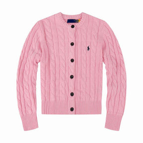 Autumn Winter Women’s Embroidered Knit Cardigan – Cozy Crew Neck Sweater Jacket