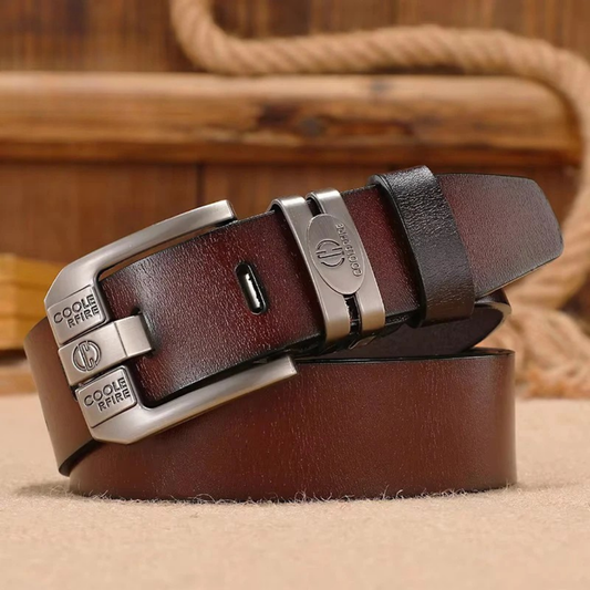 Men’s Genuine Leather Belt – Wide Luxury Buckle & Durable Style