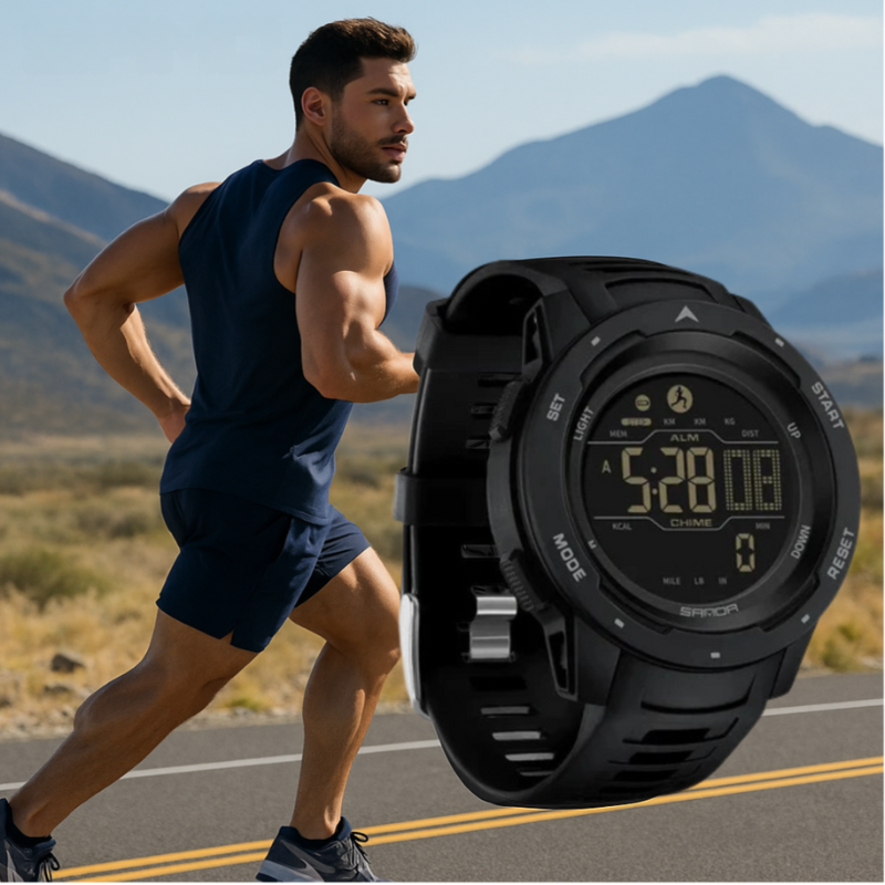 MIAMI Men Watches Sports Pedometer Calories 50M Waterproof LED Digital Watch Military Wristwatch Relogio Masculino 2145