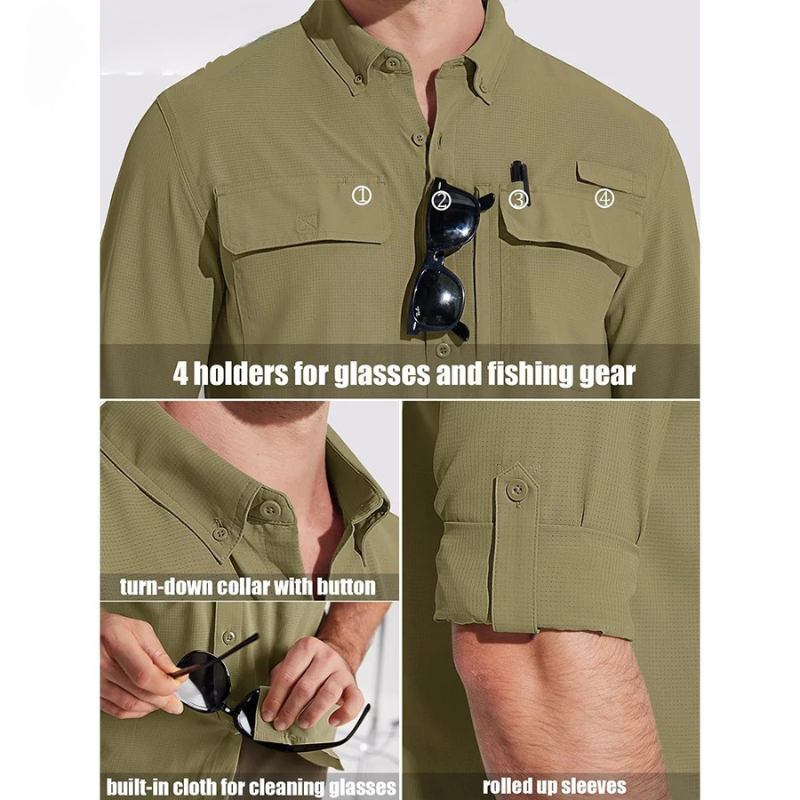 MIAMI TAC Men’s Quick-Dry Long Sleeve Shirt – UPF 50+ Sun Protection, Breathable Mesh & Outdoor Performance