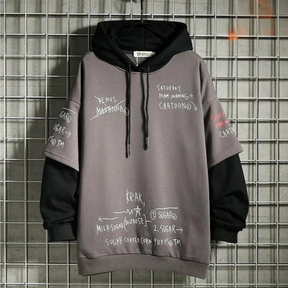 Men's Retro Fleece Hoodie – Layered Look, All-Day Comfort