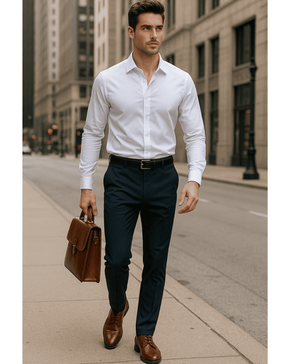 Calça masculina casual de negócios – secagem rápida, elástica & ajuste elegante