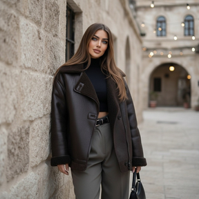 Kvinder Tykt Varmt Outwear Kunstlæder Jakker Efterår Vinter Vintage Langærmede Lapel Frakker Mode Dame Streetwear Top