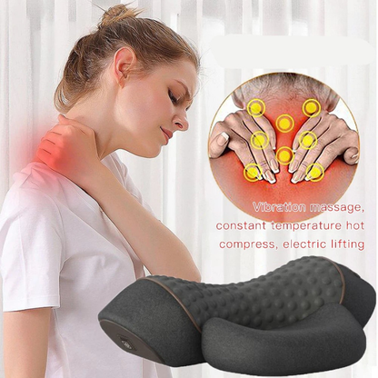 Travesseiro massageador elétrico de pescoço, compressa quente, massagem vibratória, travesseiro relaxante, suporte para coluna, travesseiro massageador