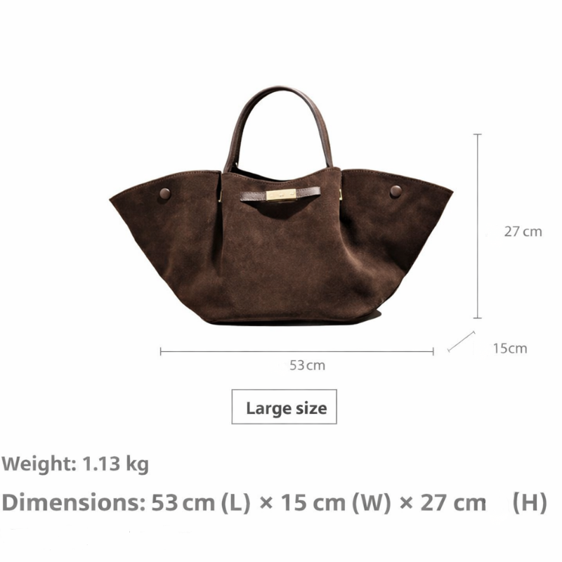 Usnjena velika torbica Suede Wings, velika torbica za čez ramo
