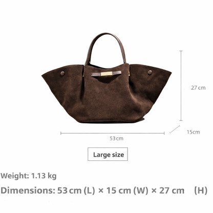 Usnjena velika torbica Suede Wings, velika torbica za čez ramo