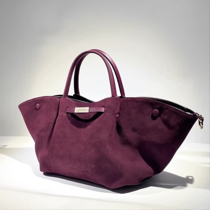 Usnjena velika torbica Suede Wings, velika torbica za čez ramo