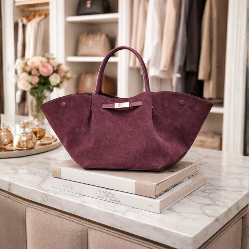 Usnjena velika torbica Suede Wings, velika torbica za čez ramo