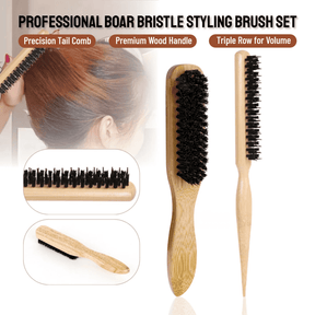 2pcs Bristle Premium Bristle Brosse avec une poignée en bambou réduit les frisottis et le brosse à poils de massage statique du cuir chevelu pour tous les types de cheveux