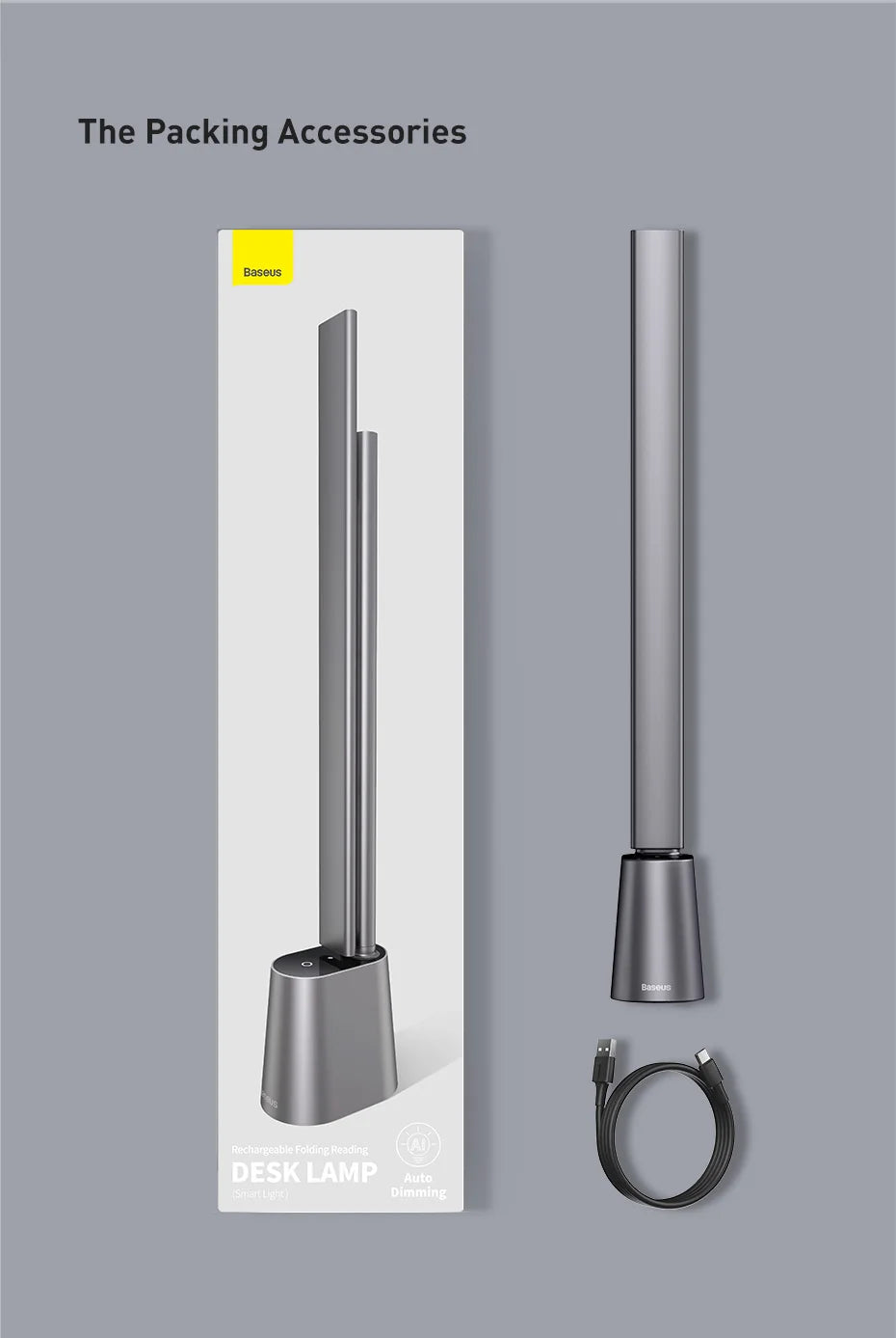 Basis ™ LED -Schreibtischlampe - Augenschutz, dimmbare, faltbare und intelligente Helligkeit
