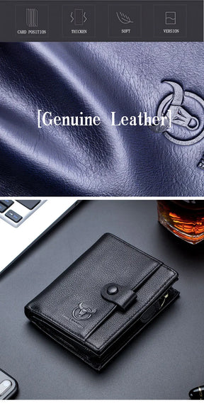 BULLCAPTAIN™ RFID Men’s Genuine Leather Wallet – Anti-Theft & Anti-Pickpocket -Zipper Coin &Card Holder