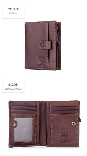 BULLCAPTAIN™ RFID Men’s Genuine Leather Wallet – Anti-Theft & Anti-Pickpocket -Zipper Coin &Card Holder