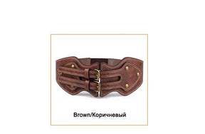 Gürtel Crazy Horse Leder Double Pin Schnalle Frauen elastischer Gürtel All-Match Frauenmantelgürtel