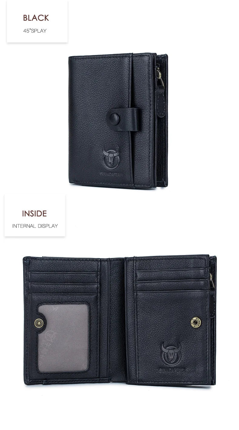 BULLCAPTAIN™ RFID Men’s Genuine Leather Wallet – Anti-Theft & Anti-Pickpocket -Zipper Coin &Card Holder