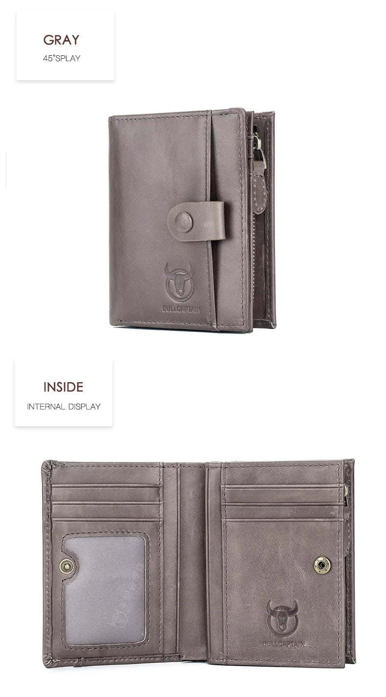 BULLCAPTAIN™ RFID Men’s Genuine Leather Wallet – Anti-Theft & Anti-Pickpocket -Zipper Coin &Card Holder