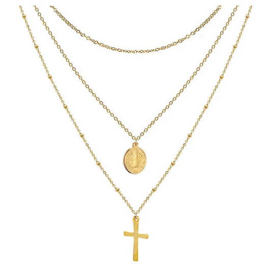 Jesus Necklaces Stainless Steel Multi Layered Cross Choker Necklace For Women Jewelry