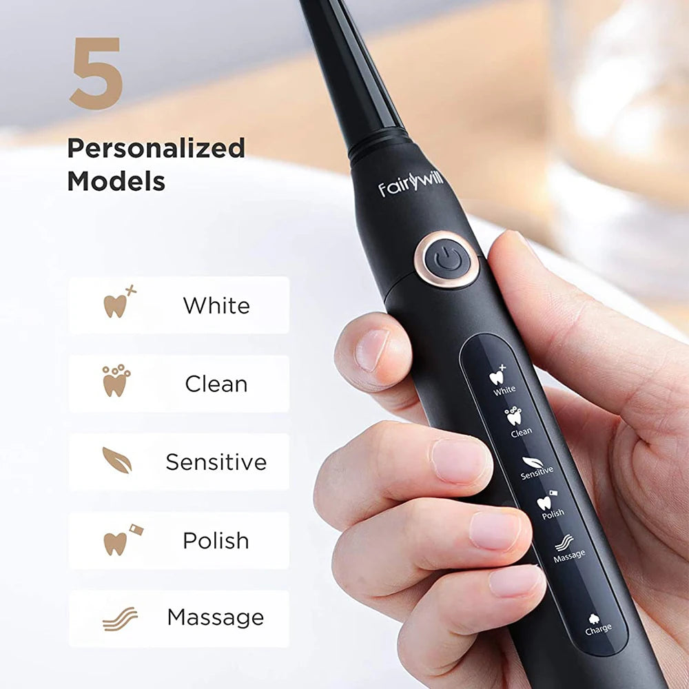 Sonic Electric Toothbrush – USB Rechargeable, Waterproof, with 8 Brush Heads & Travel Case - 100% original product