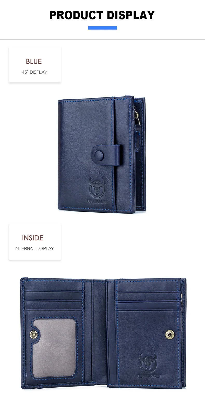 BULLCAPTAIN™ RFID Men’s Genuine Leather Wallet – Anti-Theft & Anti-Pickpocket -Zipper Coin &Card Holder
