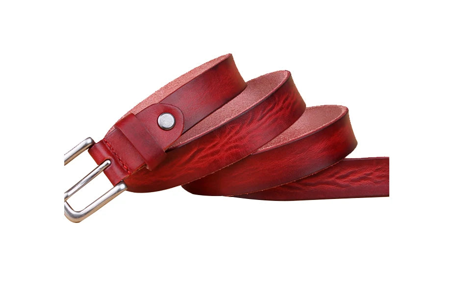 Tynde bælter til unisex ægte læderbælte Metal Pin Spænde Bælte