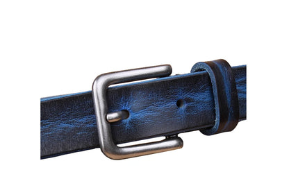 Tynde bælter til unisex ægte læderbælte Metal Pin Spænde Bælte