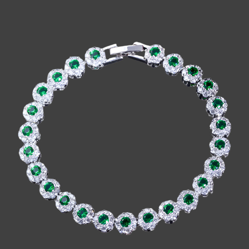 CWWZircons Topkvalitetskædeled Grøn Krystal Warp Armbånd Mode Kvinder Bryllupsfest Runde Cubic Zirconia armbånd CB086