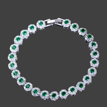 CWWZircons Topkvalitetskædeled Grøn Krystal Warp Armbånd Mode Kvinder Bryllupsfest Runde Cubic Zirconia armbånd CB086