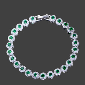 CWWZICCRONS Link a catena di alta qualità Link Verde Crystal Warp Bracciale Women Fette Wedding Party Round Cubic Zirconia Braccialetti CB086