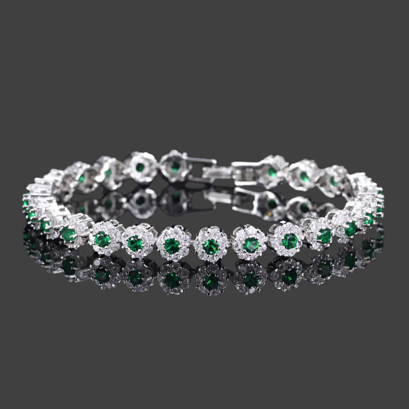 CWWZircons Topkvalitetskædeled Grøn Krystal Warp Armbånd Mode Kvinder Bryllupsfest Runde Cubic Zirconia armbånd CB086