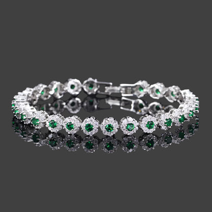 CWWZircons Topkvalitetskædeled Grøn Krystal Warp Armbånd Mode Kvinder Bryllupsfest Runde Cubic Zirconia armbånd CB086