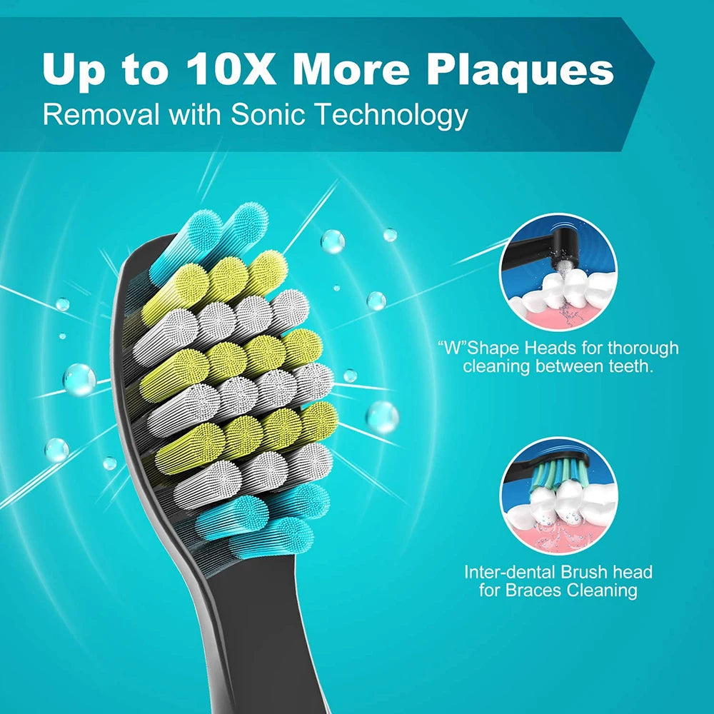 Sonic Electric Toothbrush – USB Rechargeable, Waterproof, with 8 Brush Heads & Travel Case - 100% original product