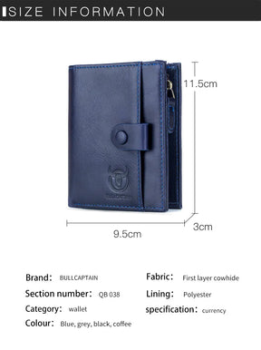 BULLCAPTAIN™ RFID Men’s Genuine Leather Wallet – Anti-Theft & Anti-Pickpocket -Zipper Coin &Card Holder